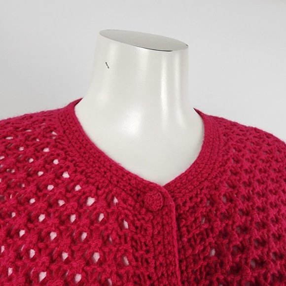 𝅺l.l Bean Pink Wool Angora Open Knit Cardigan Size S - Picture 2 of 12